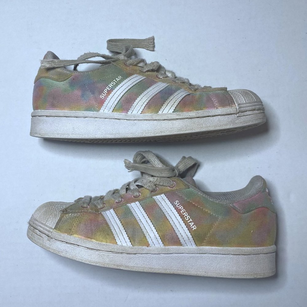 Adidas Superstar Womens Size 6 Sneakers Tie Dye Pastel Shoes Casual Lace Up